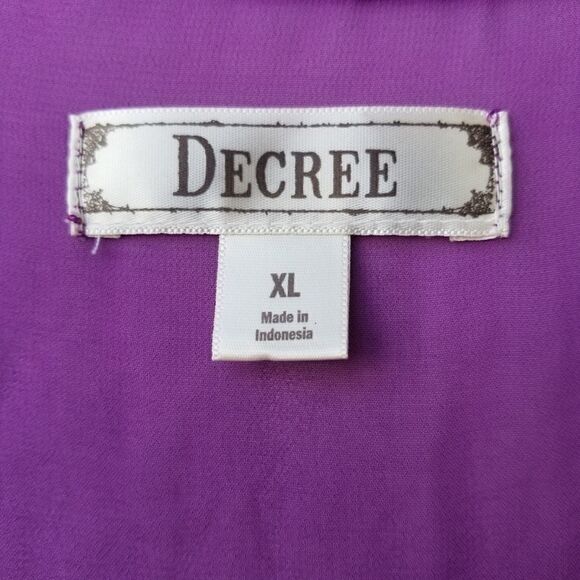 Decree Size XL High Low Hem Purple White Blouse - Picture 2 of 8